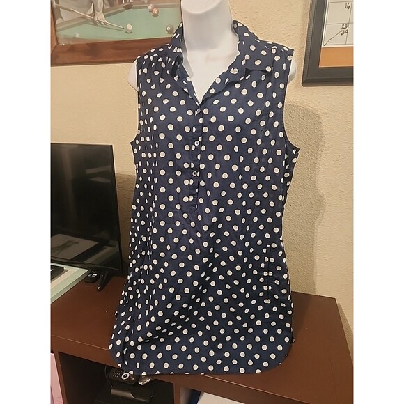 Tops - J.Crew Classic! Royal Blue Polka Dot Tank Top - Women's Size M - Preppy Stylev
